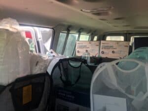 boxes inside a van