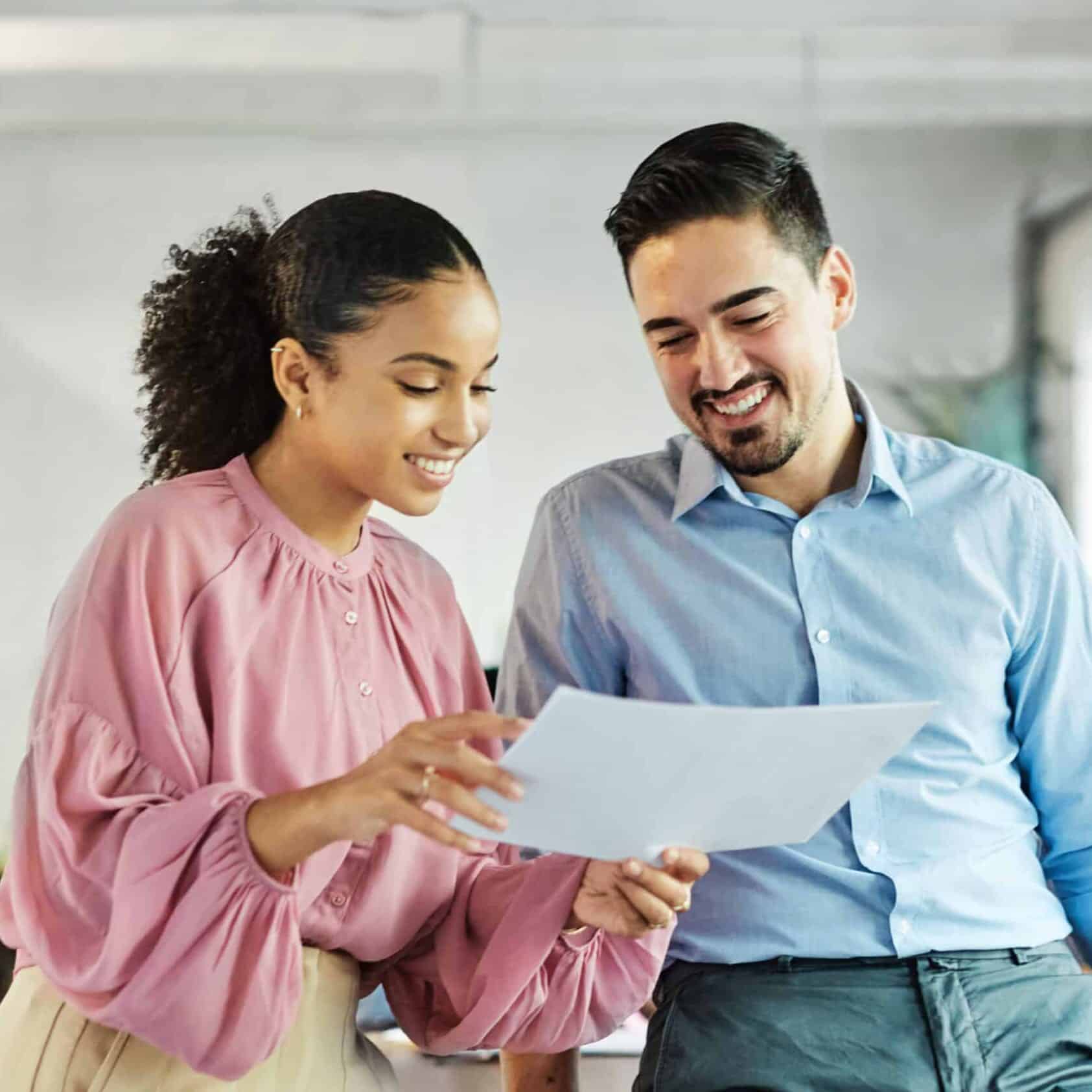 business meeting businessman businesswoman office teamwork document contract agreement discussion working talking paperwork colleague man woman desk partner partnership strategy
